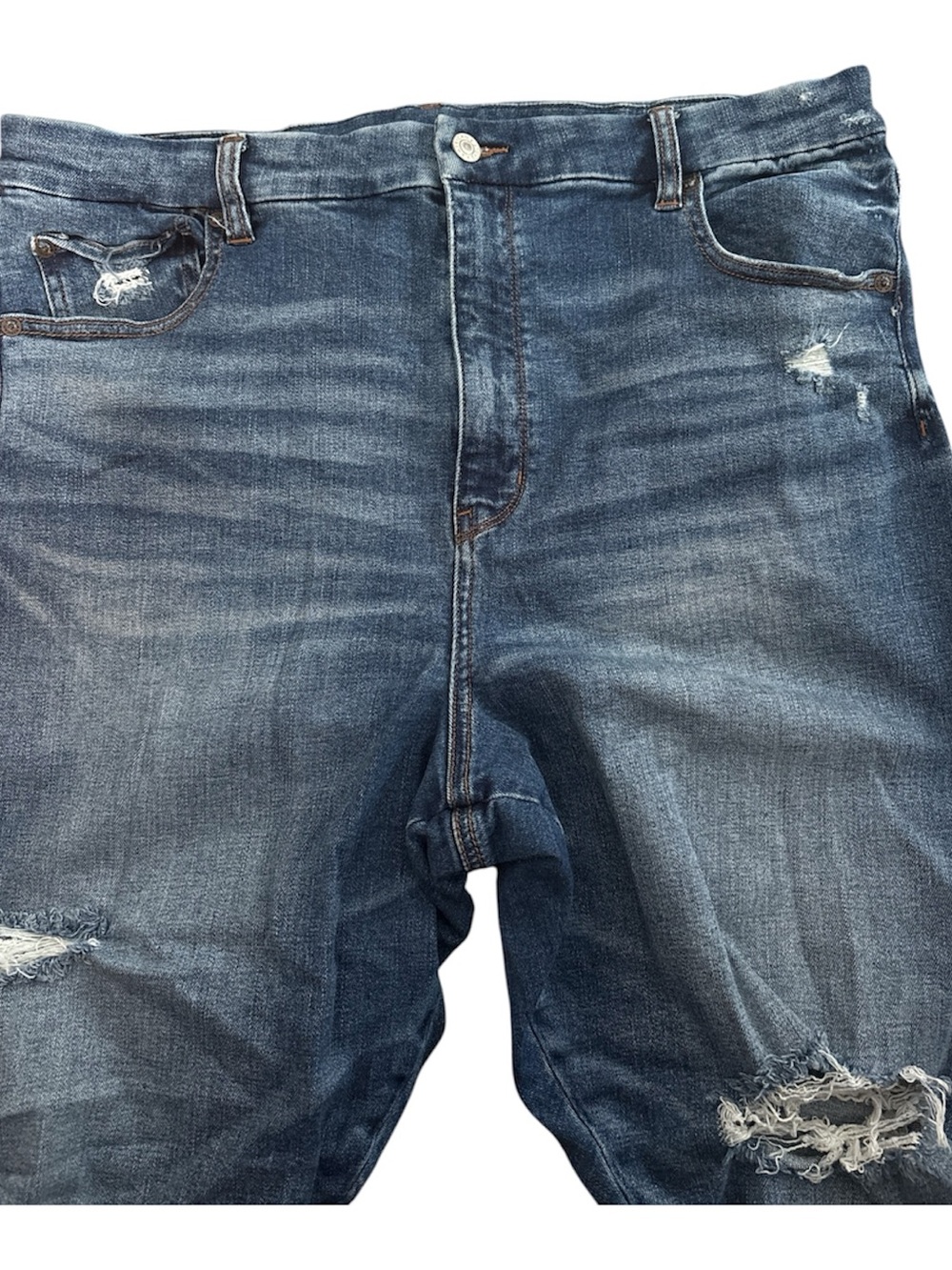 American Eagle Outfitters Women's Dark Blue Distressed Skinny Jeans - Picture 4 of 6